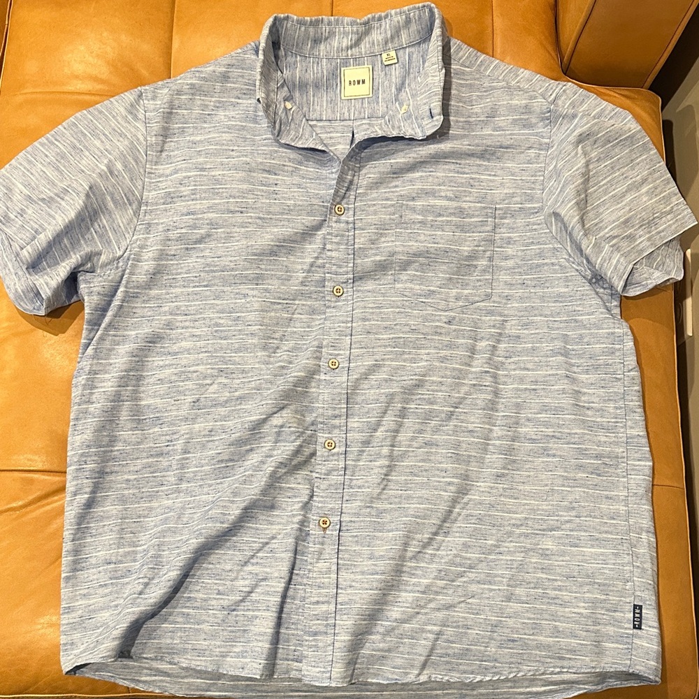 Men's Light Blue Striped Casual Button Down Shirt